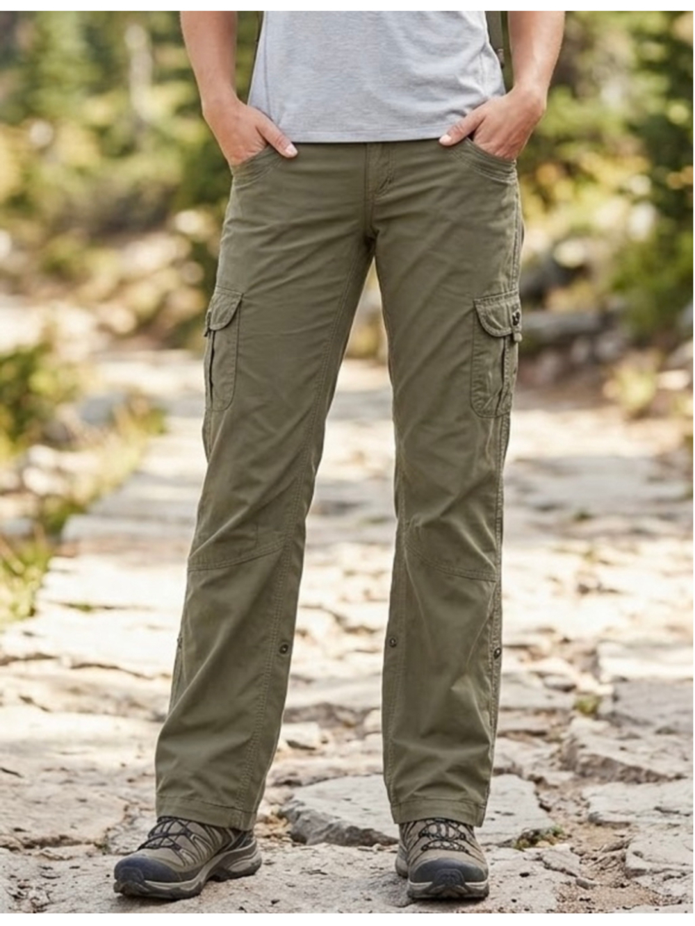 KUHL Splash Roll Up Cargo Hiking Pants Olive Green Womens Size 10 Regular GUC